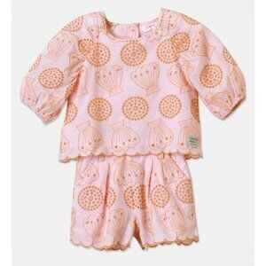 Toddler Girls 2T Jack & Milly Coral Shell Tee & Shorts Set Pink Beach Summer